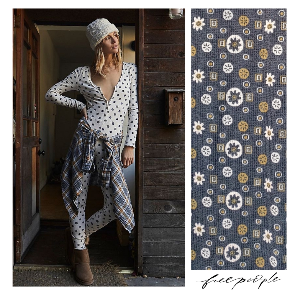 NWT Free People Home Alone Long Johns Jumpsuit Size XS Dark Grey